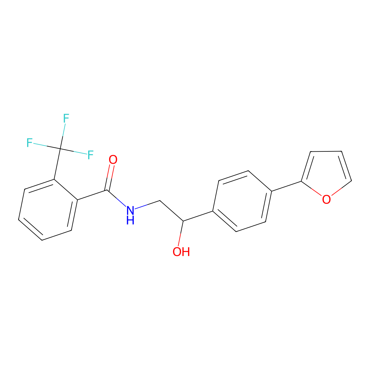 N-{2-[4-(furan-2-yl)phenyl]-2-hydroxyethyl}-2-(trifluoromethyl)benzamide molecular structure, CAS 2097891-14-8