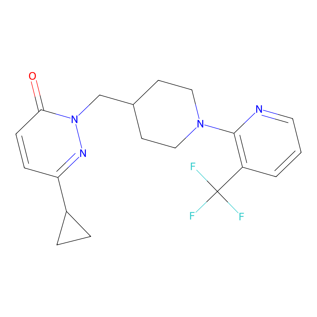 6-Cyclopropyl-2-({1-[3-(trifluoromethyl)pyridin-2-yl]piperidin-4-yl}methyl)-2,3-dihydropyridazin-3-one molecular structure, CAS 2097891-15-9