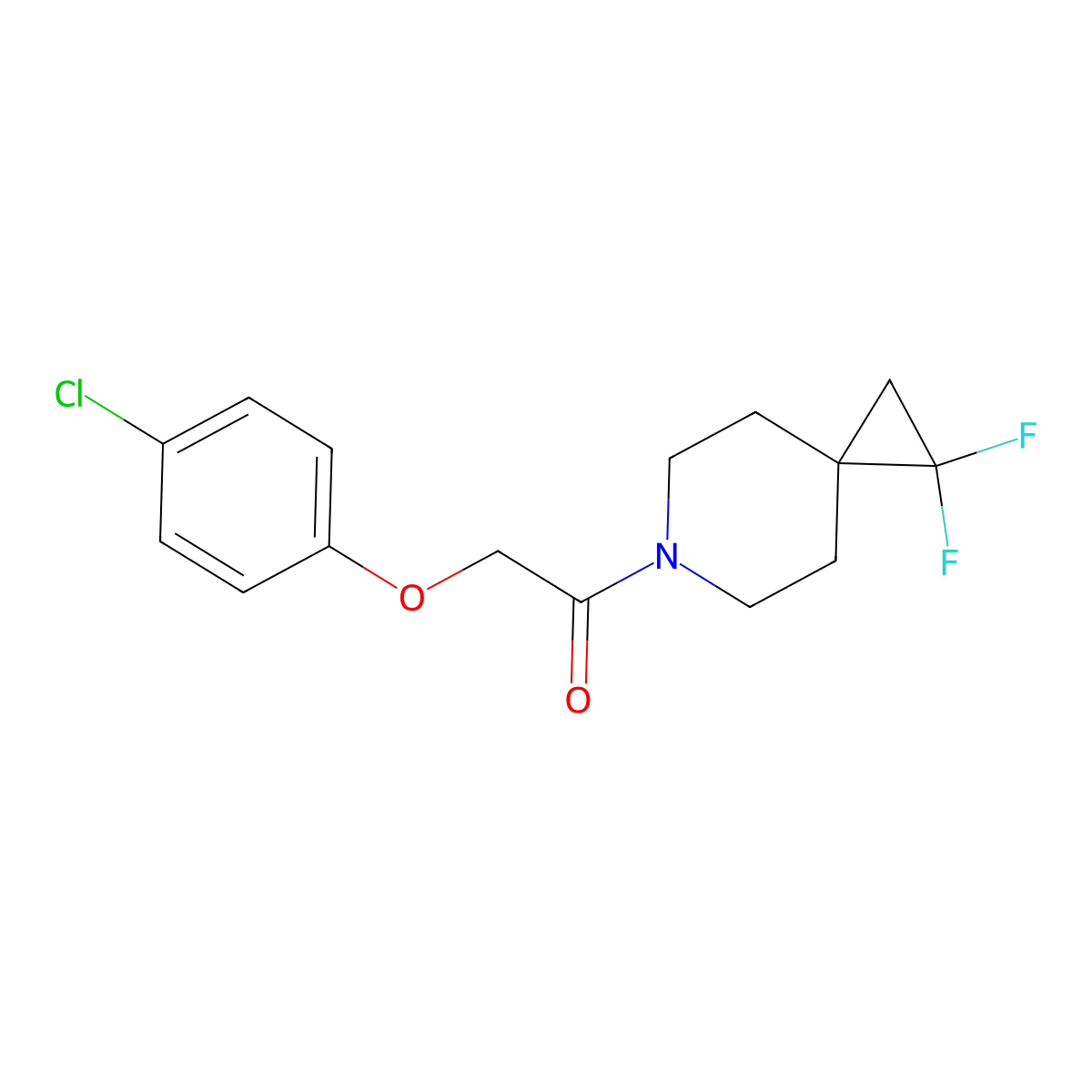 2-(4-Chlorophenoxy)-1-{1,1-difluoro-6-azaspiro[2.5]octan-6-yl}ethan-1-one molecular structure, CAS 2097891-19-3