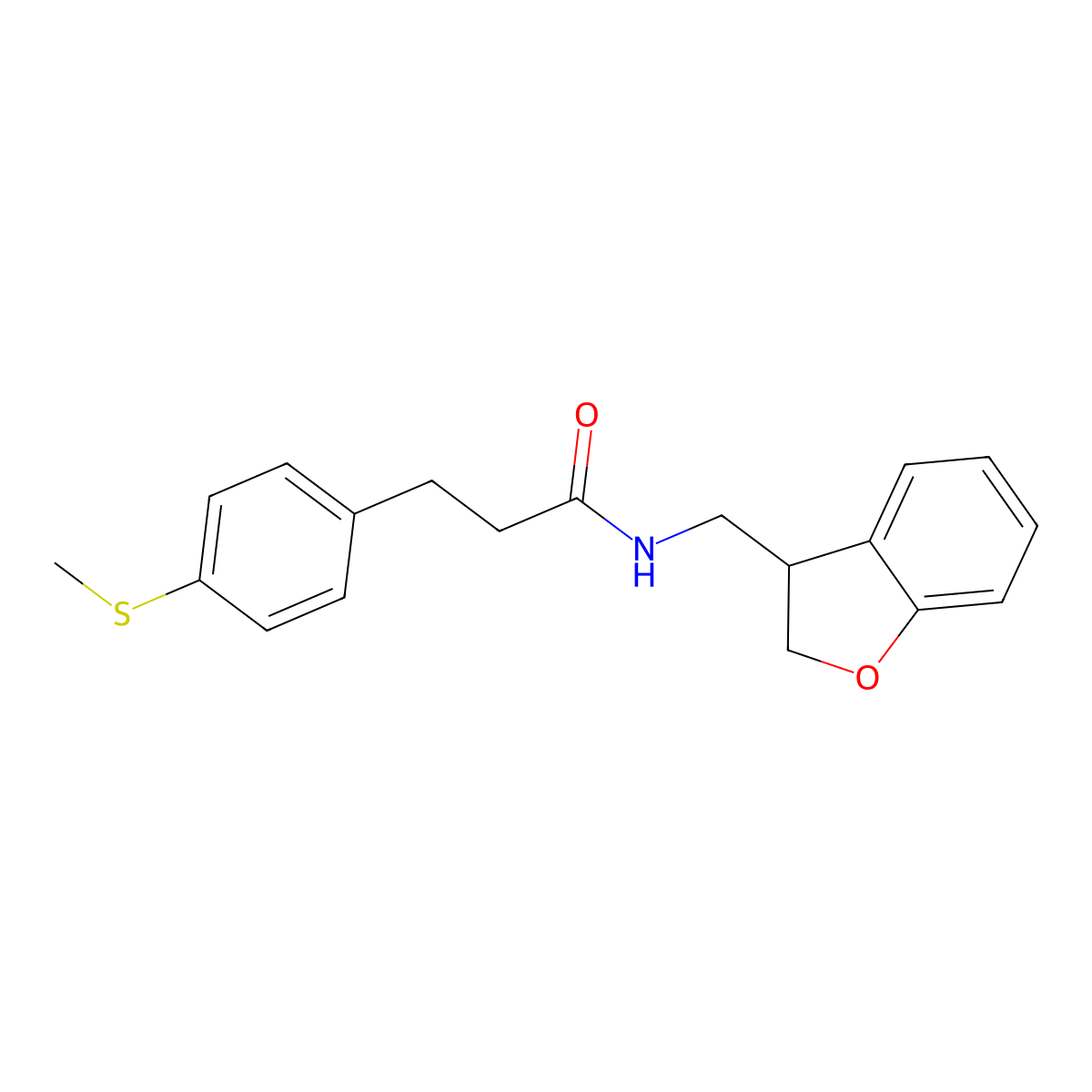 N-[(2,3-dihydro-1-benzofuran-3-yl)methyl]-3-[4-(methylsulfanyl)phenyl]propanamide molecular structure, CAS 2097891-20-6