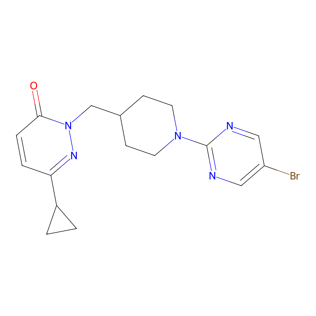 2-{[1-(5-Bromopyrimidin-2-yl)piperidin-4-yl]methyl}-6-cyclopropyl-2,3-dihydropyridazin-3-one molecular structure, CAS 2097891-21-7