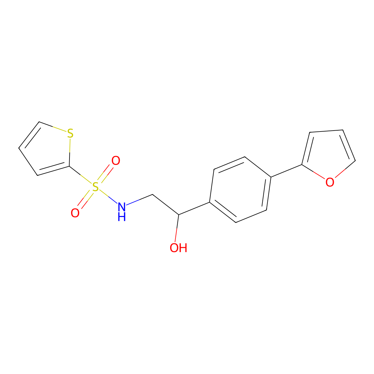 N-{2-[4-(furan-2-yl)phenyl]-2-hydroxyethyl}thiophene-2-sulfonamide molecular structure, CAS 2097891-27-3