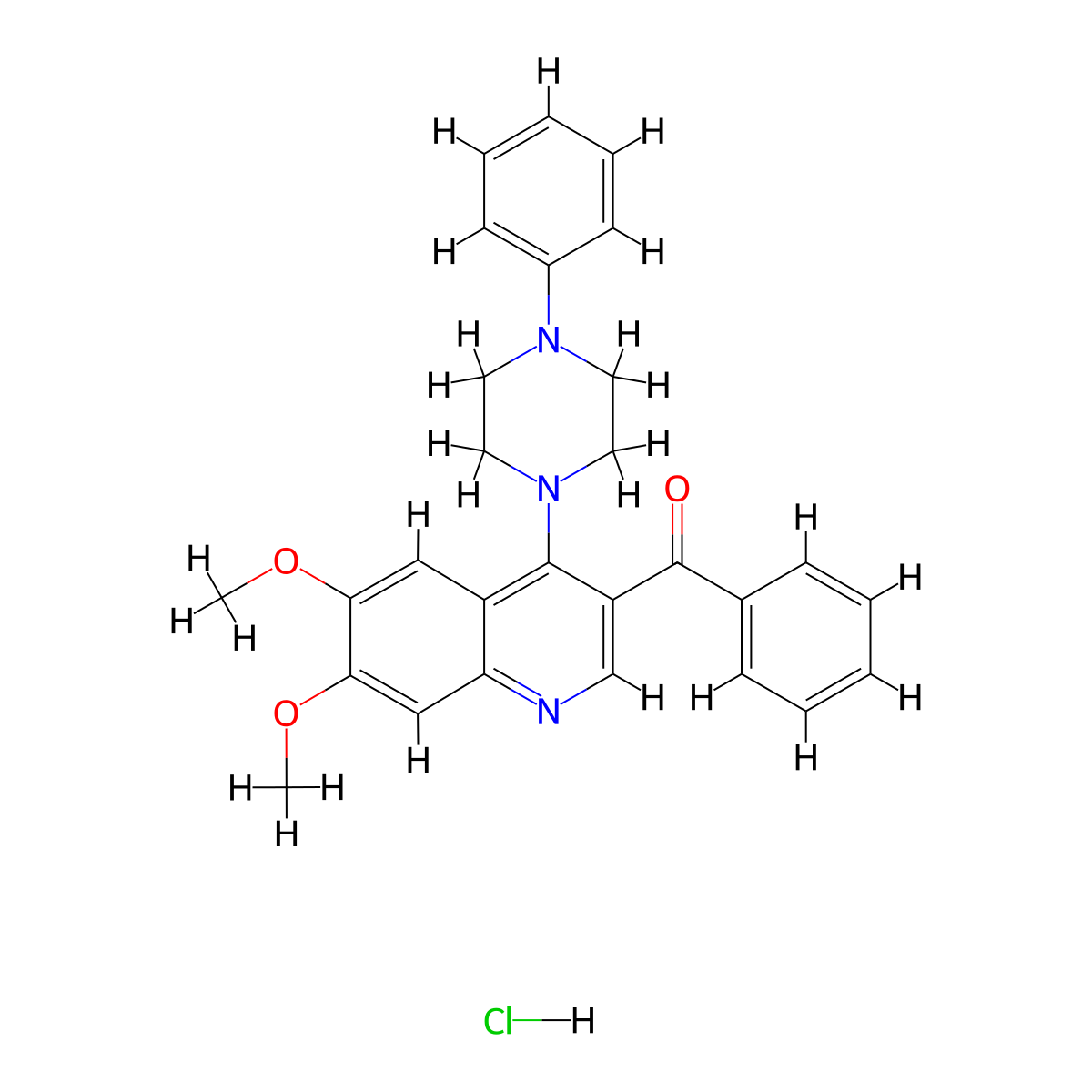 3-Benzoyl-6,7-dimethoxy-4-(4-phenylpiperazin-1-yl)quinoline hydrochloride molecular structure, CAS 2097891-30-8