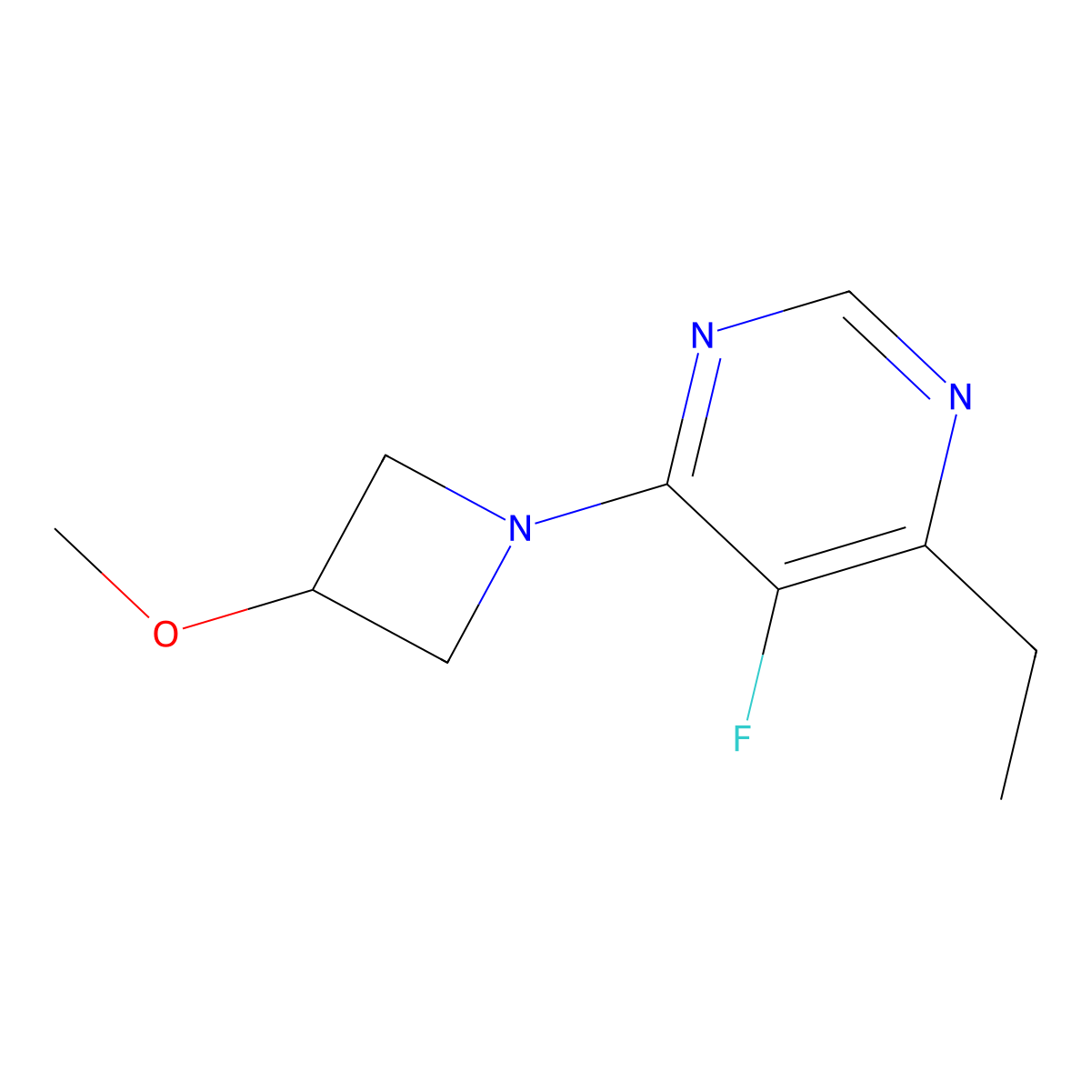 4-Ethyl-5-fluoro-6-(3-methoxyazetidin-1-yl)pyrimidine molecular structure, CAS 2097891-34-2