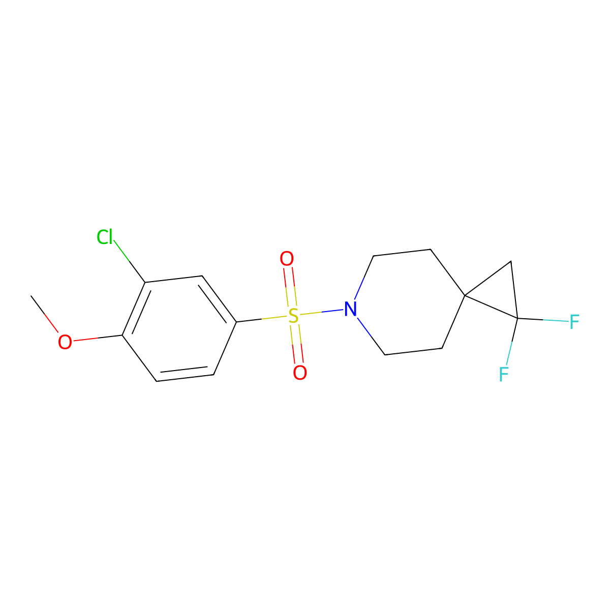 6-(3-Chloro-4-methoxybenzenesulfonyl)-1,1-difluoro-6-azaspiro[2.5]octane molecular structure, CAS 2097891-36-4