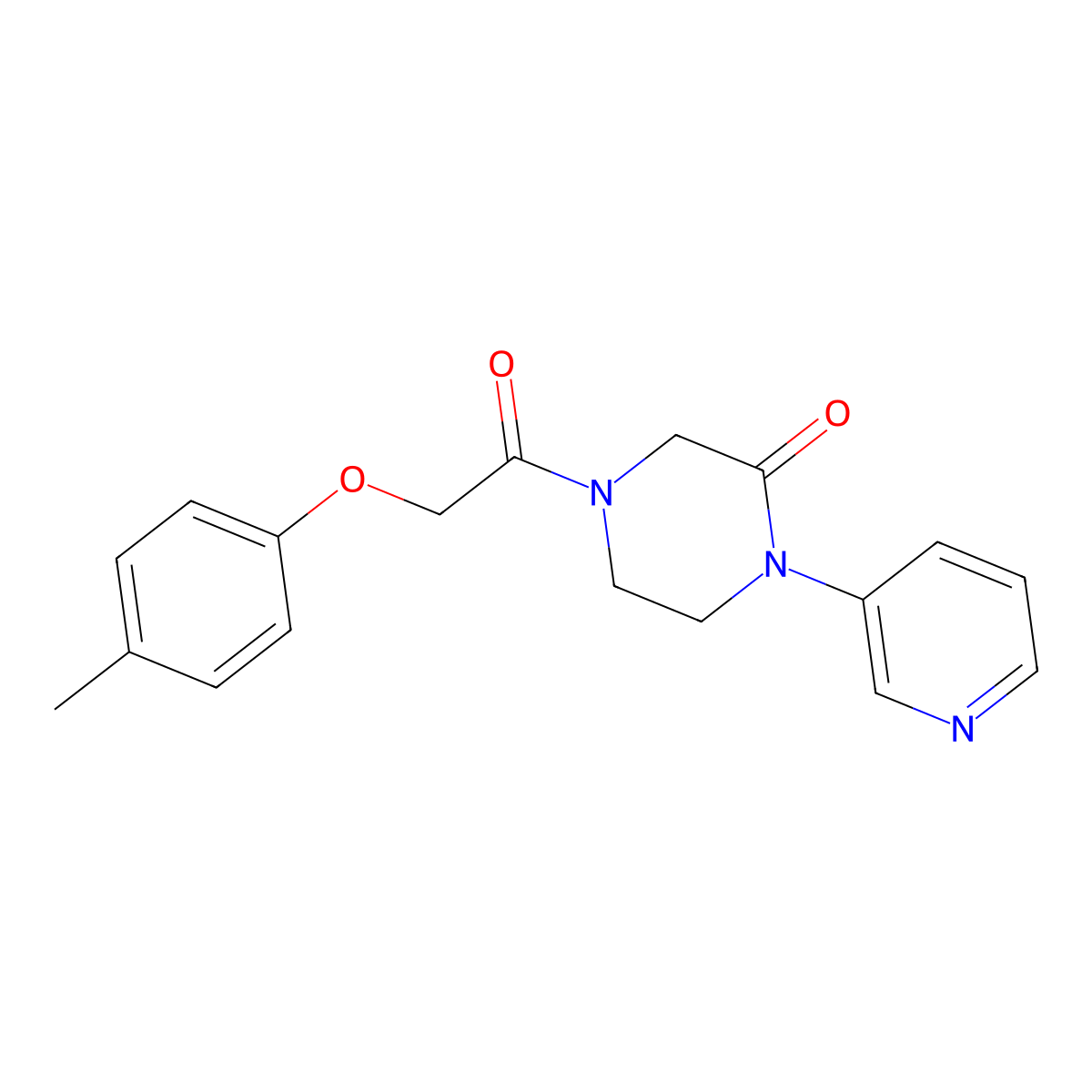 4-[2-(4-Methylphenoxy)acetyl]-1-(pyridin-3-yl)piperazin-2-one molecular structure, CAS 2097891-40-0