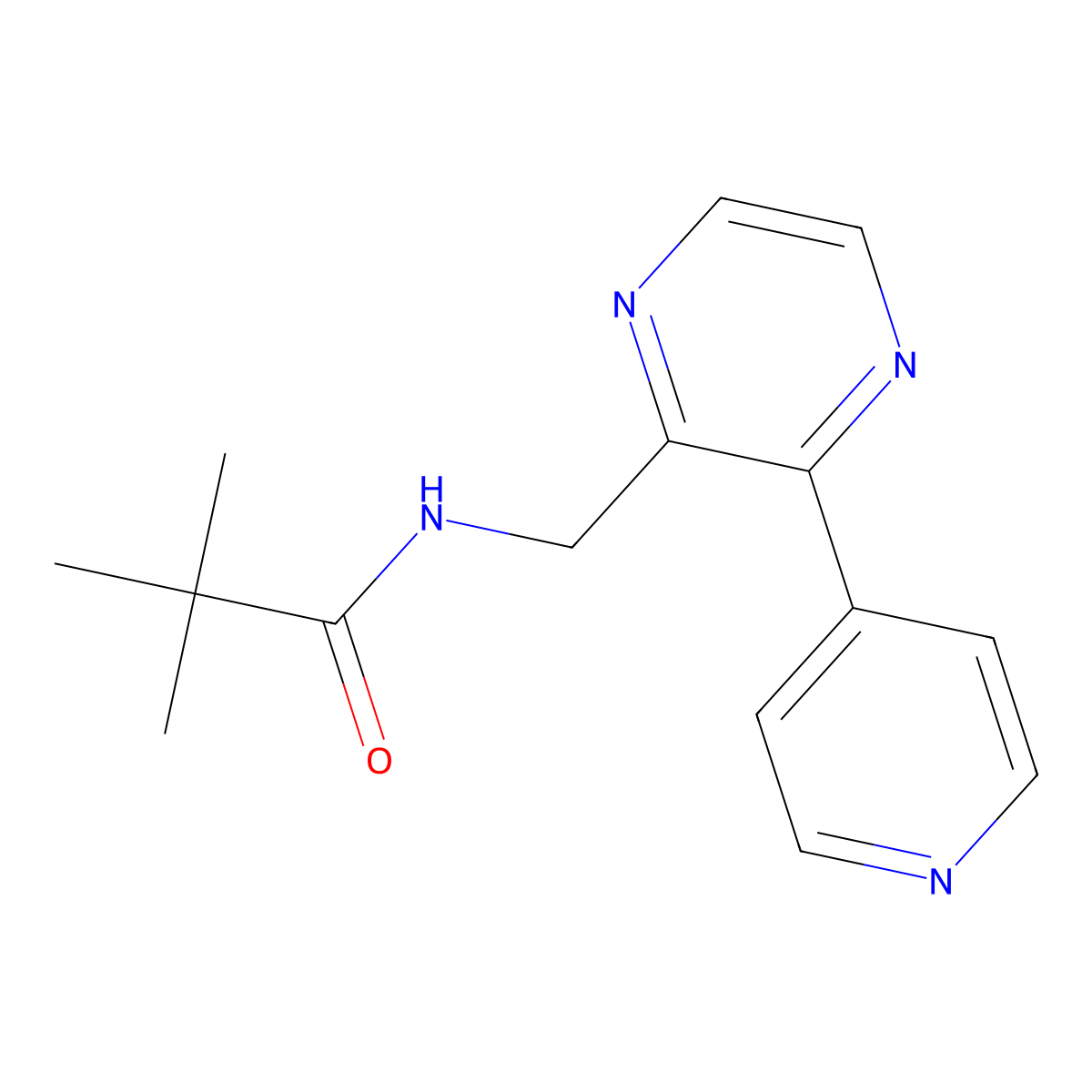 2,2-dimethyl-N-{[3-(pyridin-4-yl)pyrazin-2-yl]methyl}propanamide molecular structure, CAS 2097891-49-9