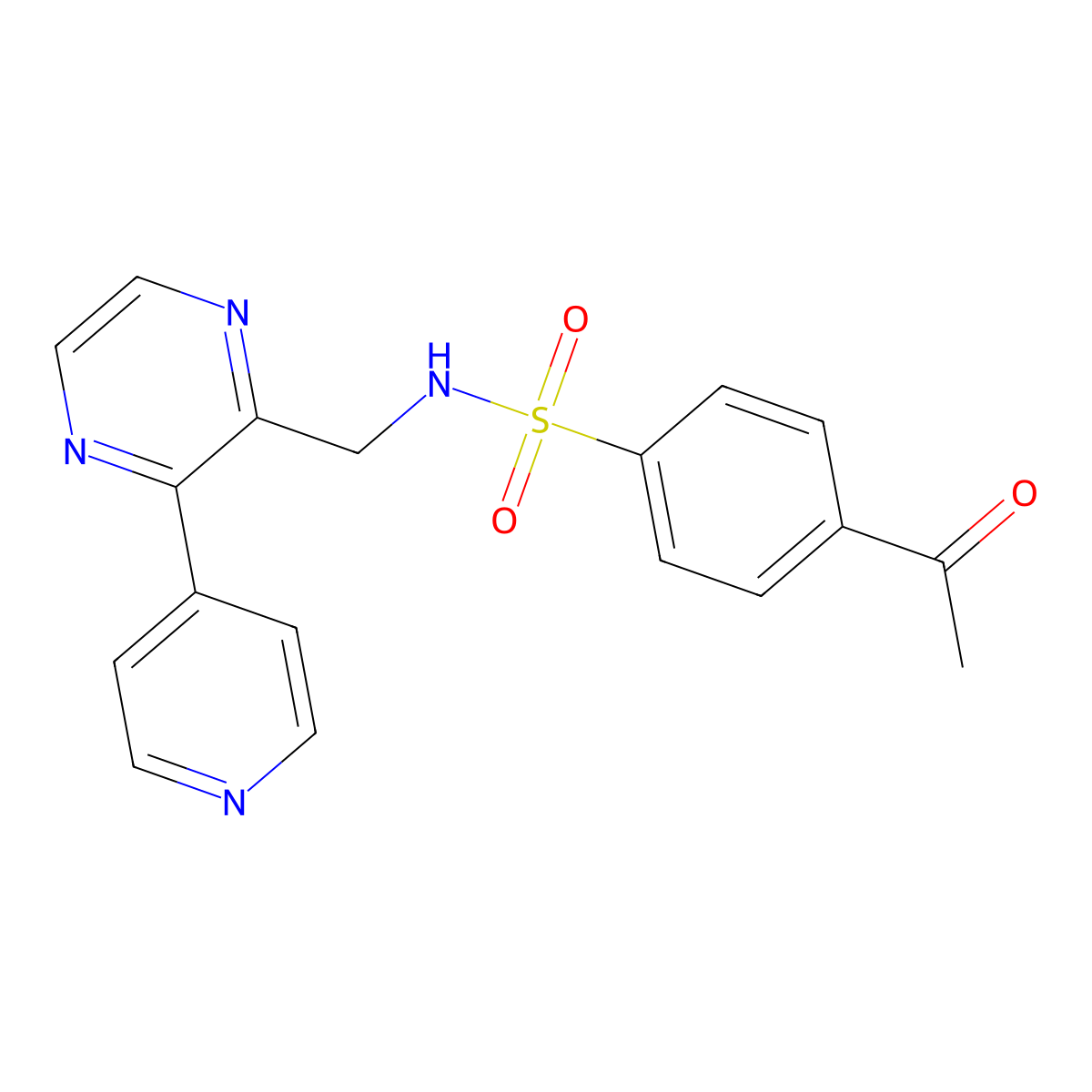 4-acetyl-N-{[3-(pyridin-4-yl)pyrazin-2-yl]methyl}benzene-1-sulfonamide molecular structure, CAS 2097891-52-4