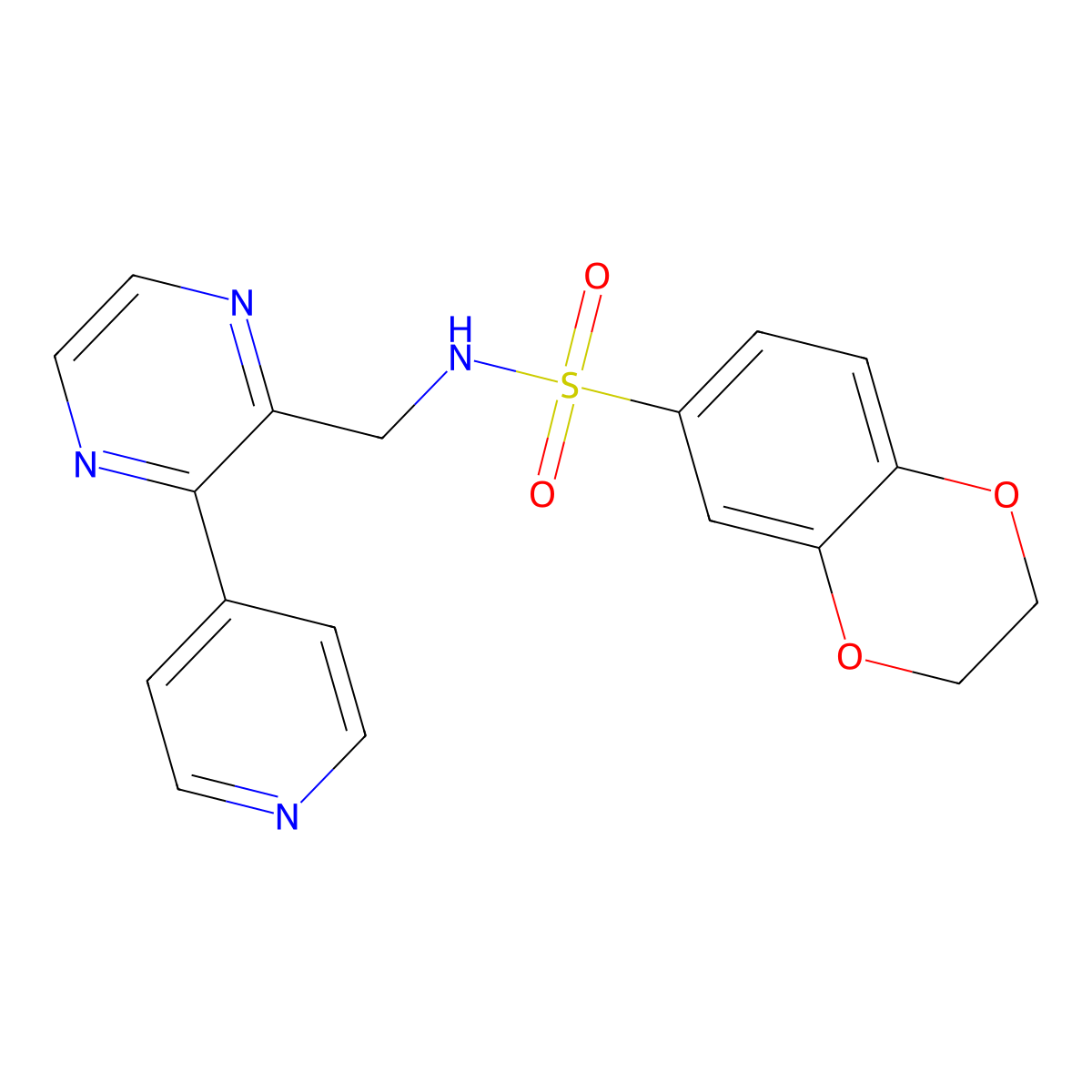 N-{[3-(pyridin-4-yl)pyrazin-2-yl]methyl}-2,3-dihydro-1,4-benzodioxine-6-sulfonamide molecular structure, CAS 2097891-55-7