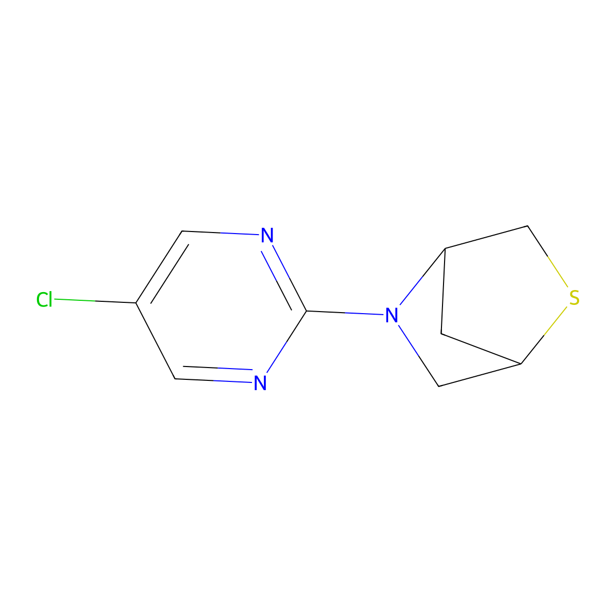 5-(5-Chloropyrimidin-2-yl)-2-thia-5-azabicyclo[2.2.1]heptane molecular structure, CAS 2097891-56-8
