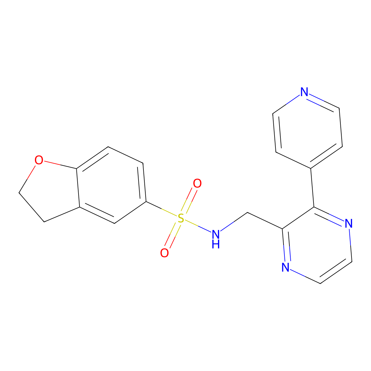 N-{[3-(pyridin-4-yl)pyrazin-2-yl]methyl}-2,3-dihydro-1-benzofuran-5-sulfonamide molecular structure, CAS 2097891-57-9