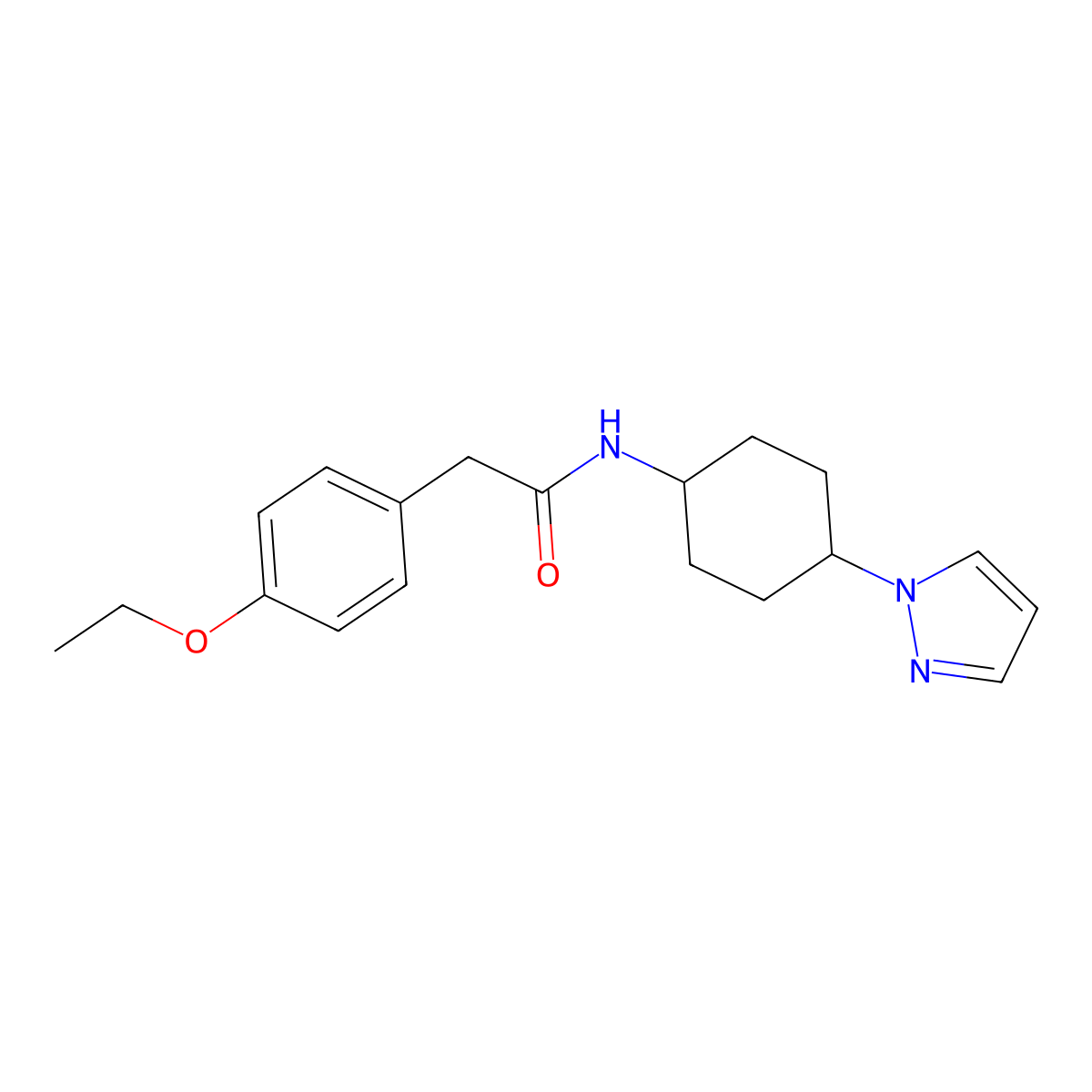2-(4-ethoxyphenyl)-N-[4-(1H-pyrazol-1-yl)cyclohexyl]acetamide molecular structure, CAS 2097891-61-5