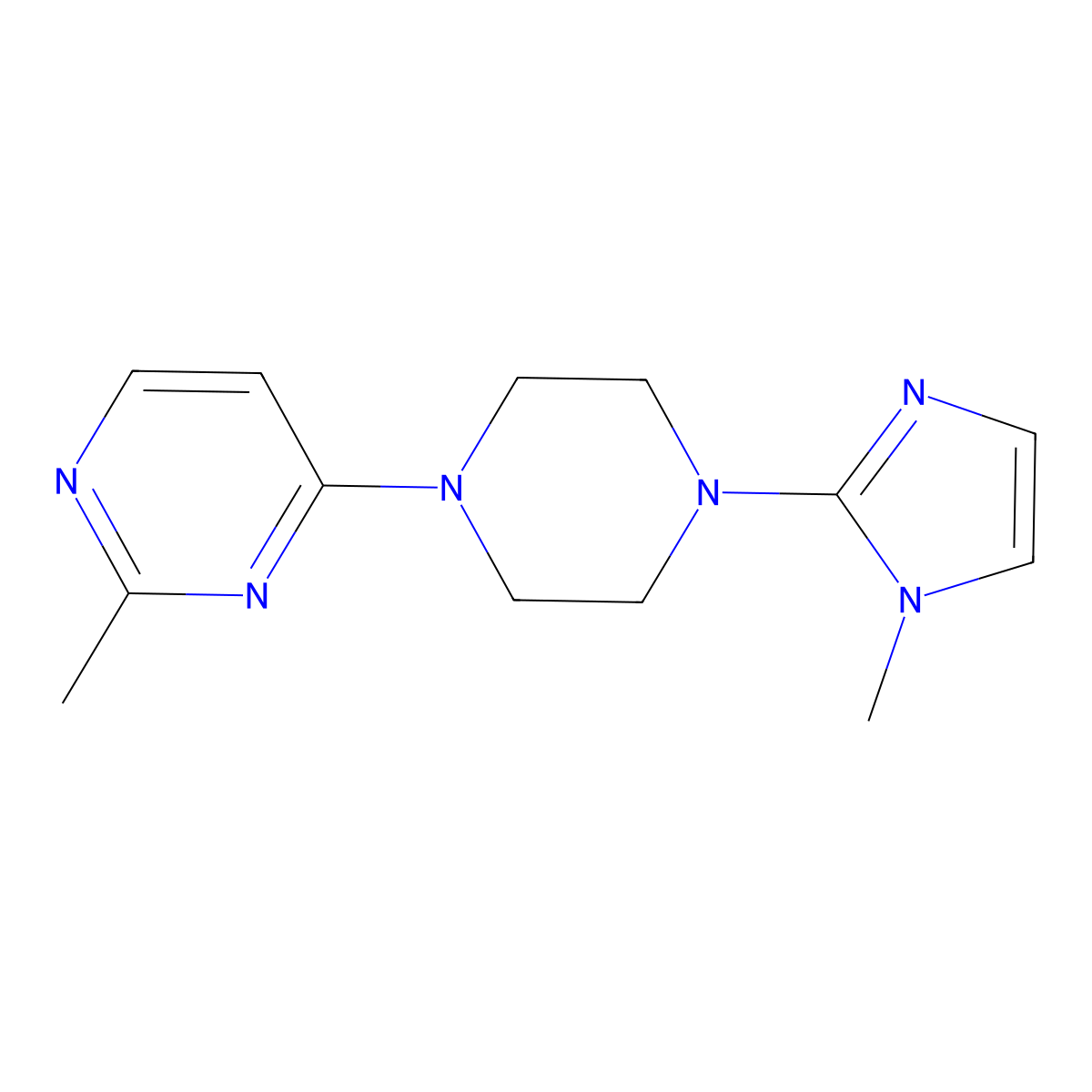2-methyl-4-[4-(1-methyl-1H-imidazol-2-yl)piperazin-1-yl]pyrimidine molecular structure, CAS 2097891-63-7
