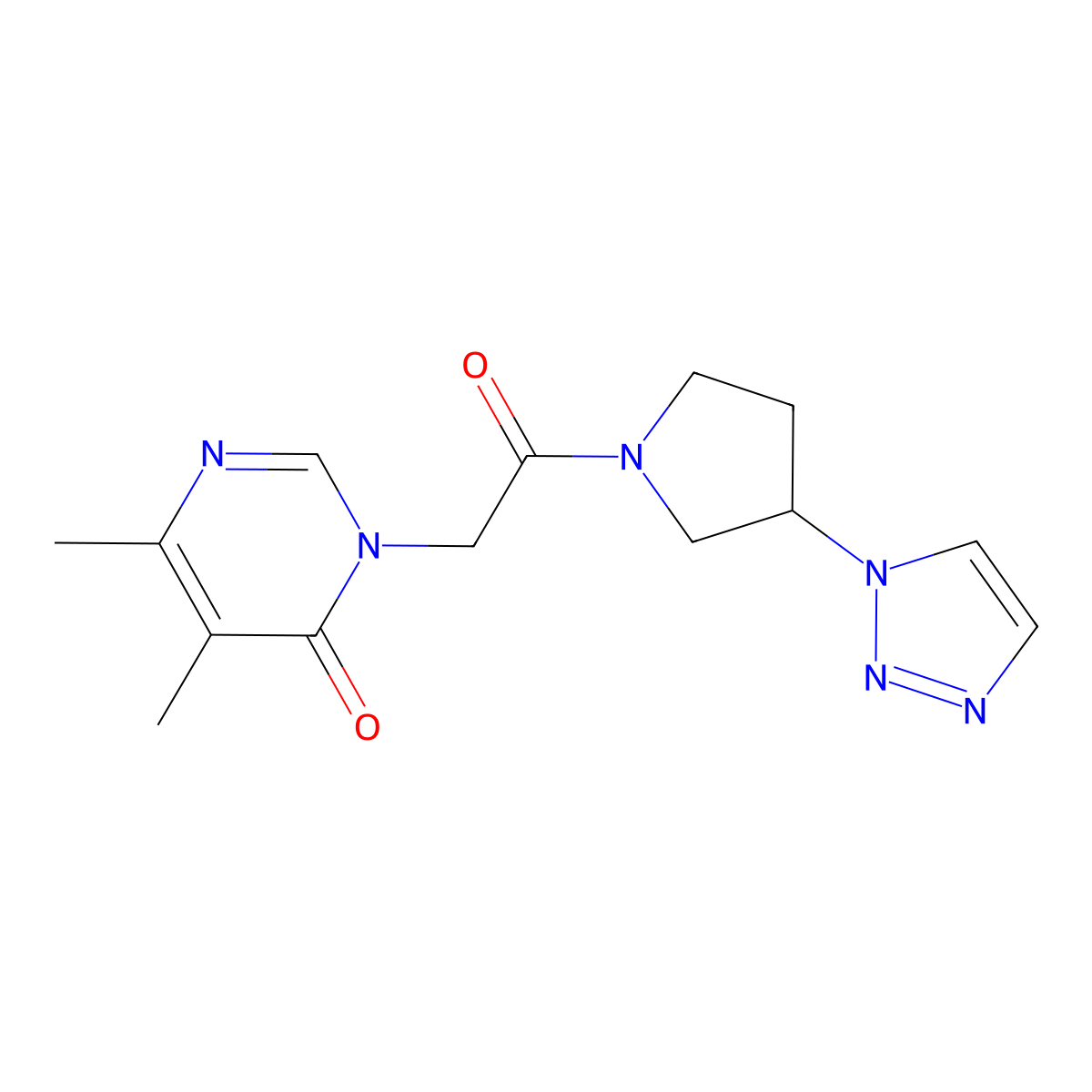 3-(2-(3-(1H-1,2,3-triazol-1-yl)pyrrolidin-1-yl)-2-oxoethyl)-5,6-dimethylpyrimidin-4(3H)-one molecular structure, CAS 2097891-66-0