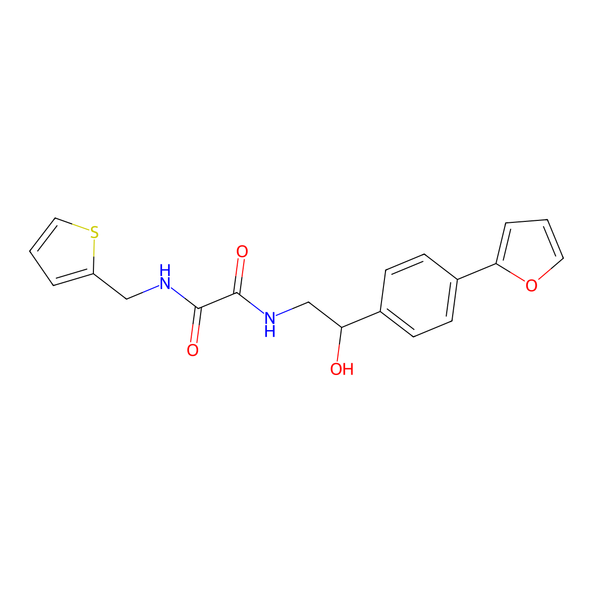 N'-{2-[4-(furan-2-yl)phenyl]-2-hydroxyethyl}-N-[(thiophen-2-yl)methyl]ethanediamide molecular structure, CAS 2097891-68-2