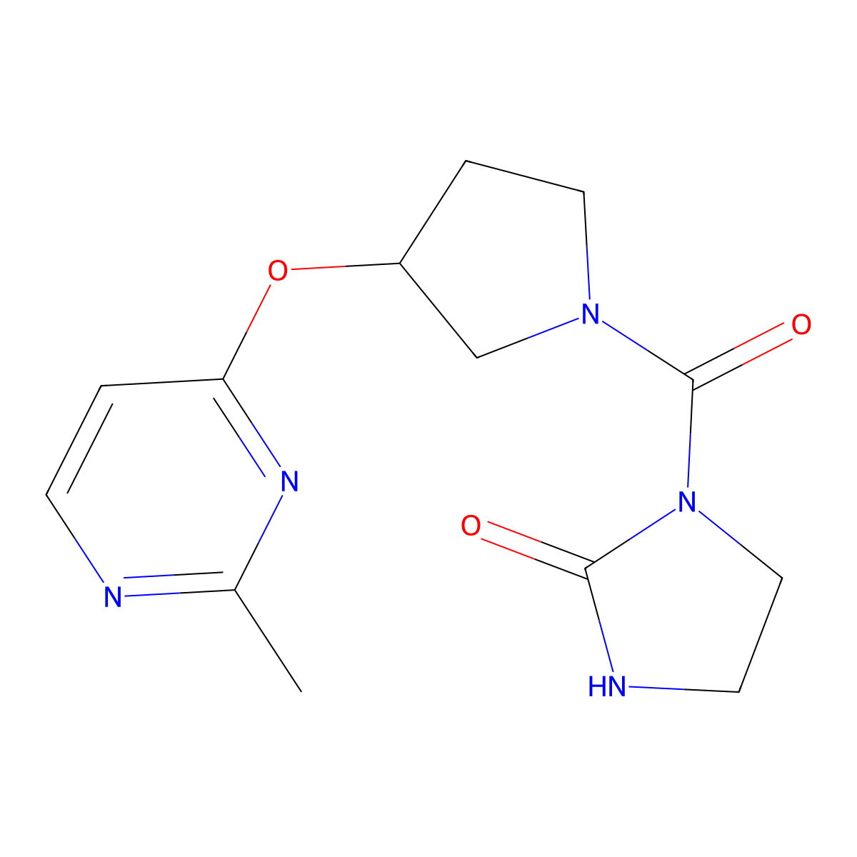 1-{3-[(2-Methylpyrimidin-4-yl)oxy]pyrrolidine-1-carbonyl}imidazolidin-2-one molecular structure, CAS 2097891-69-3