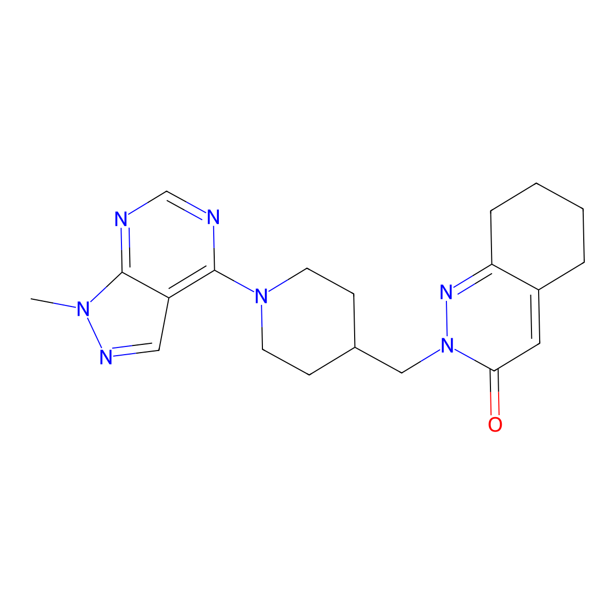 2-[(1-{1-methyl-1H-pyrazolo[3,4-d]pyrimidin-4-yl}piperidin-4-yl)methyl]-2,3,5,6,7,8-hexahydrocinnolin-3-one molecular structure, CAS 2097891-75-1