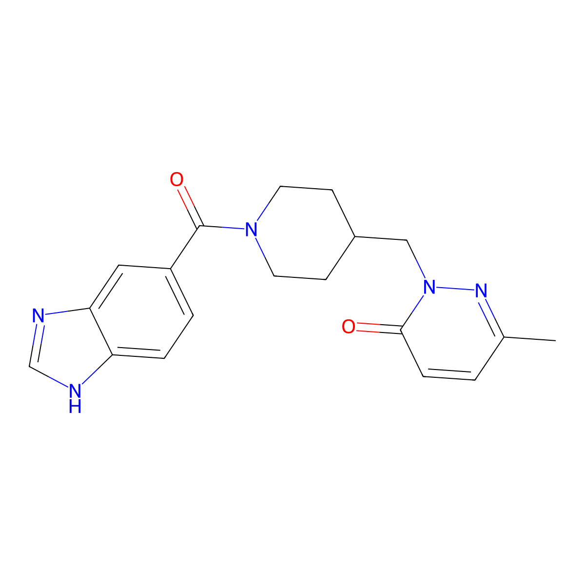 2-{[1-(1H-1,3-benzodiazole-5-carbonyl)piperidin-4-yl]methyl}-6-methyl-2,3-dihydropyridazin-3-one molecular structure, CAS 2097891-77-3