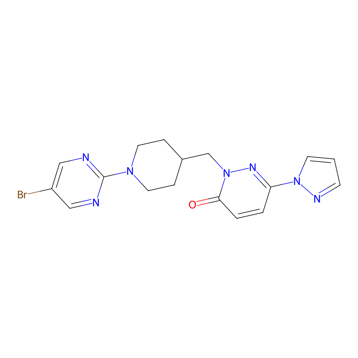 2-{[1-(5-bromopyrimidin-2-yl)piperidin-4-yl]methyl}-6-(1H-pyrazol-1-yl)-2,3-dihydropyridazin-3-one molecular structure, CAS 2097891-87-5