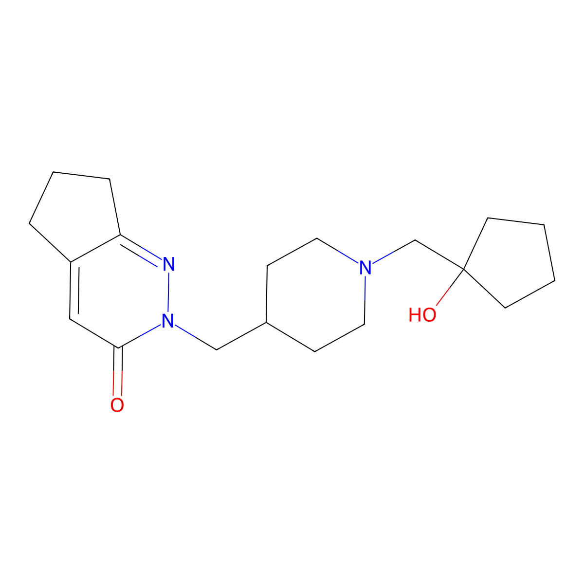 2-({1-[(1-hydroxycyclopentyl)methyl]piperidin-4-yl}methyl)-2H,3H,5H,6H,7H-cyclopenta[c]pyridazin-3-one molecular structure, CAS 2097891-88-6