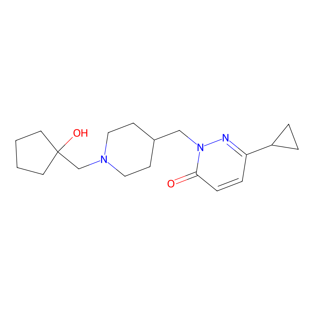 6-Cyclopropyl-2-({1-[(1-hydroxycyclopentyl)methyl]piperidin-4-yl}methyl)-2,3-dihydropyridazin-3-one molecular structure, CAS 2097891-92-2