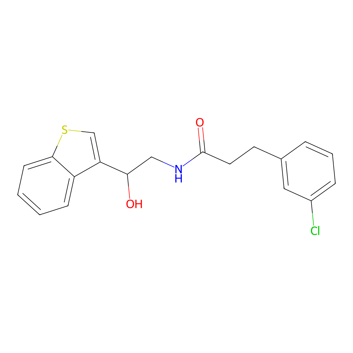 N-(2-(benzo[b]thiophen-3-yl)-2-hydroxyethyl)-3-(3-chlorophenyl)propanamide molecular structure, CAS 2097891-93-3