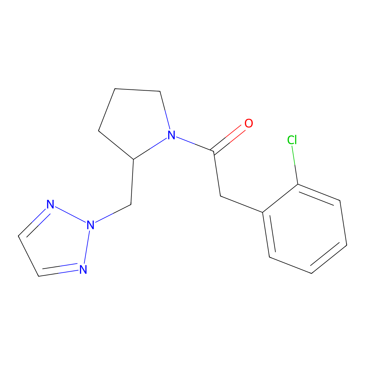 1-(2-((2H-1,2,3-triazol-2-yl)methyl)pyrrolidin-1-yl)-2-(2-chlorophenyl)ethan-1-one molecular structure, CAS 2097891-97-7