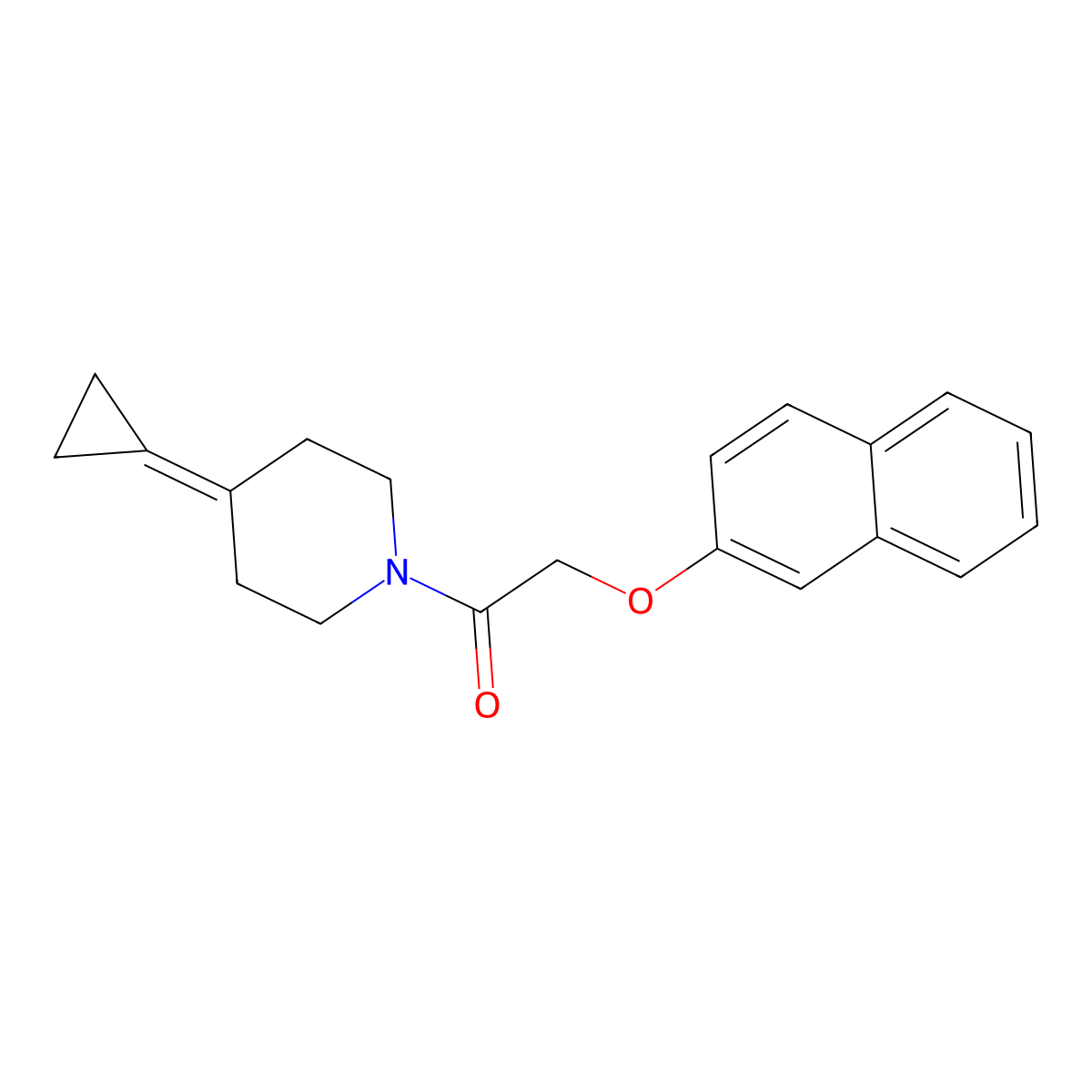 1-(4-Cyclopropylidenepiperidin-1-yl)-2-(naphthalen-2-yloxy)ethan-1-one molecular structure, CAS 2097892-08-3