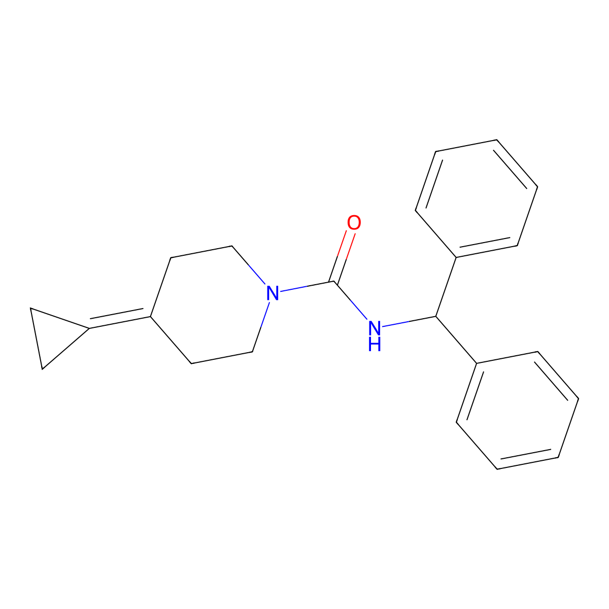 N-benzhydryl-4-cyclopropylidenepiperidine-1-carboxamide molecular structure, CAS 2097892-15-2