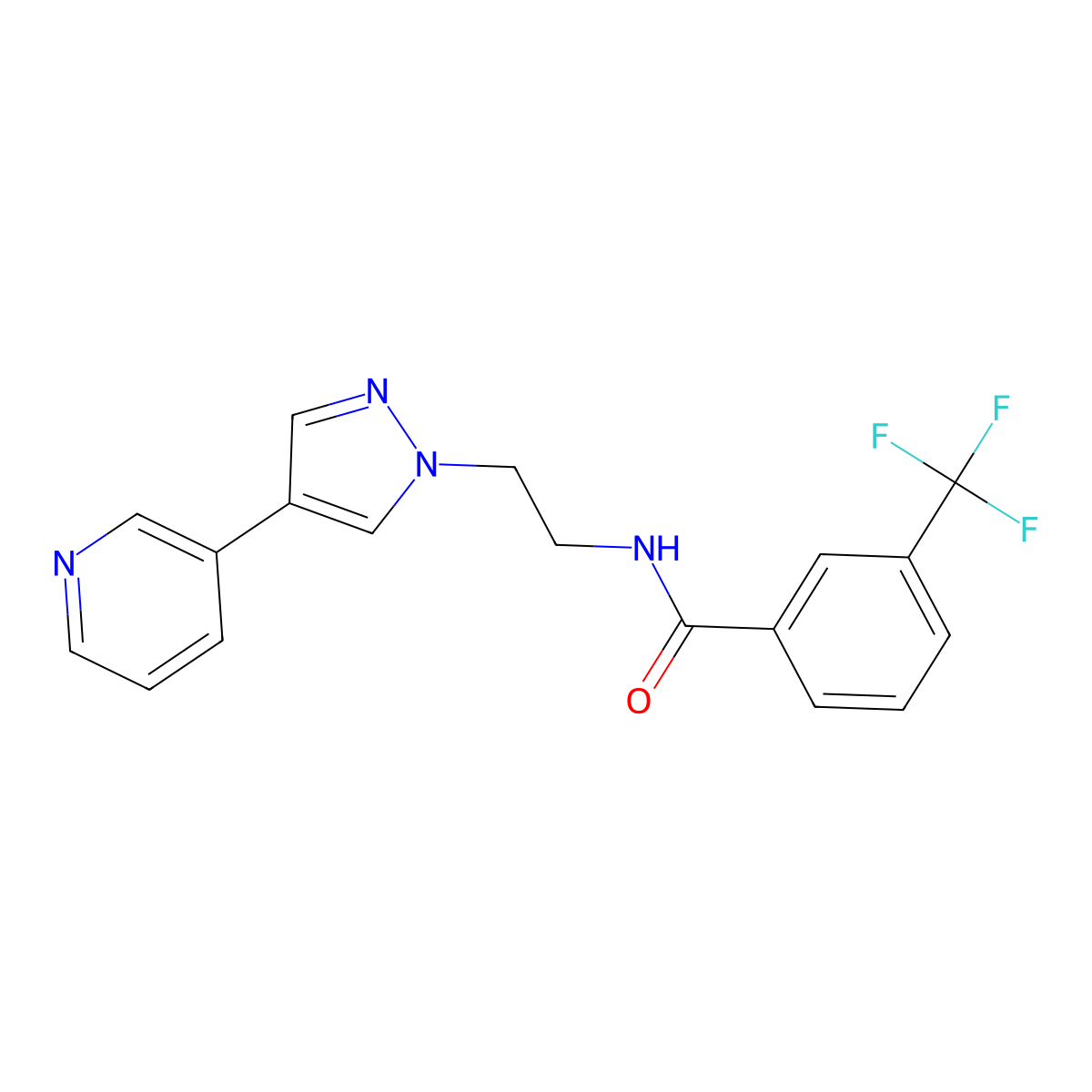 N-{2-[4-(pyridin-3-yl)-1H-pyrazol-1-yl]ethyl}-3-(trifluoromethyl)benzamide molecular structure, CAS 2097892-20-9