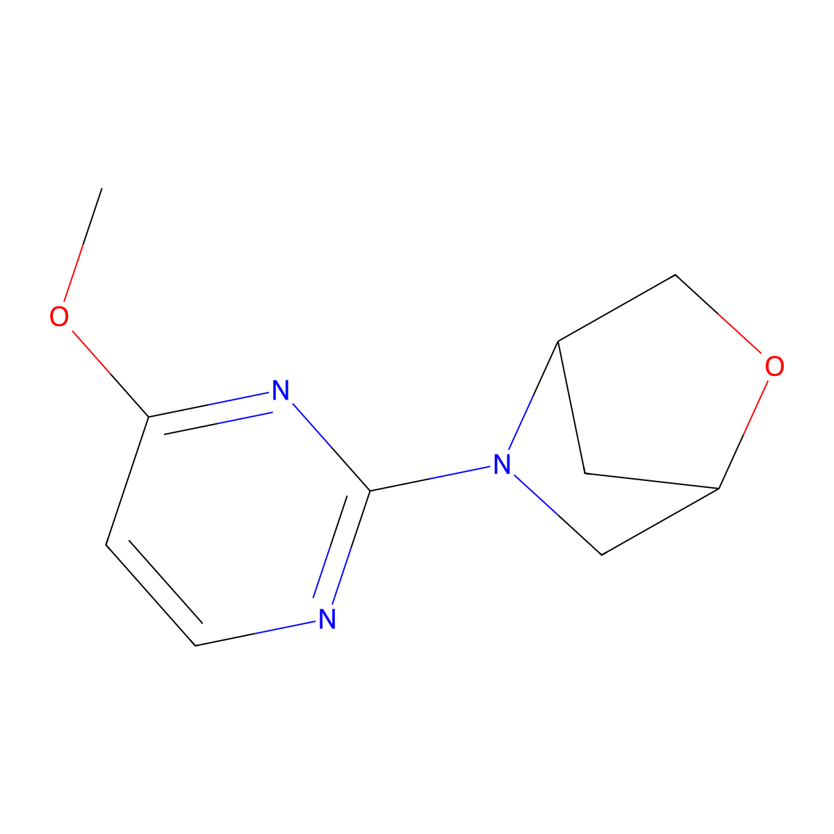 5-(4-Methoxypyrimidin-2-yl)-2-oxa-5-azabicyclo[2.2.1]heptane molecular structure, CAS 2097892-21-0