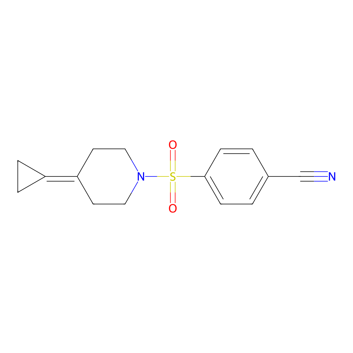 4-((4-Cyclopropylidenepiperidin-1-yl)sulfonyl)benzonitrile molecular structure, CAS 2097892-22-1