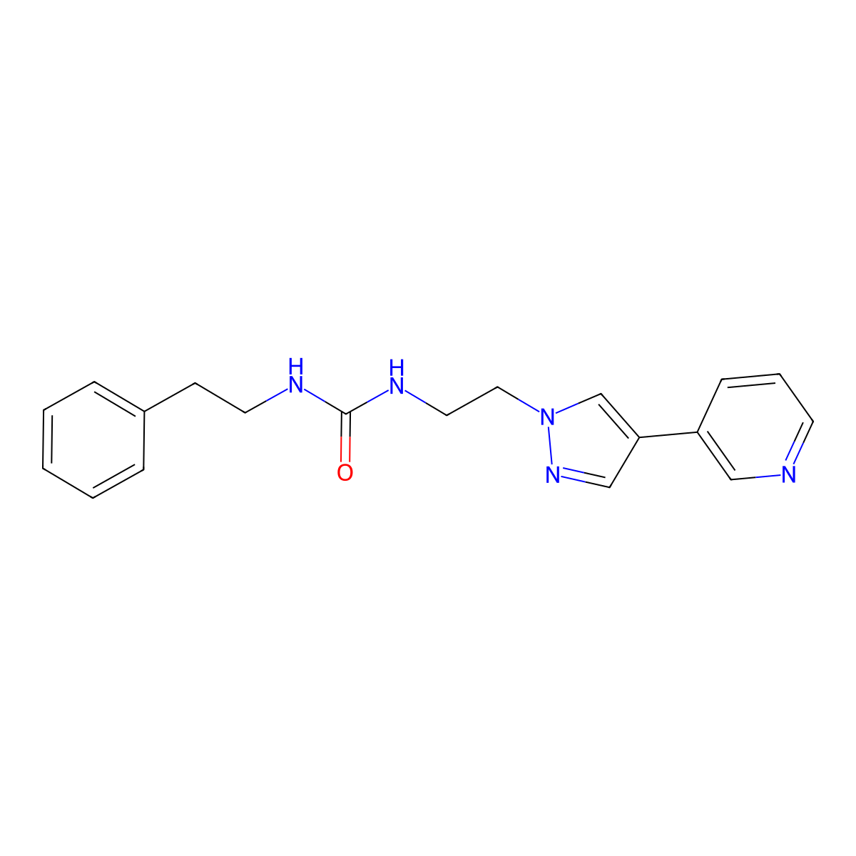 1-(2-phenylethyl)-3-{2-[4-(pyridin-3-yl)-1H-pyrazol-1-yl]ethyl}urea molecular structure, CAS 2097892-24-3