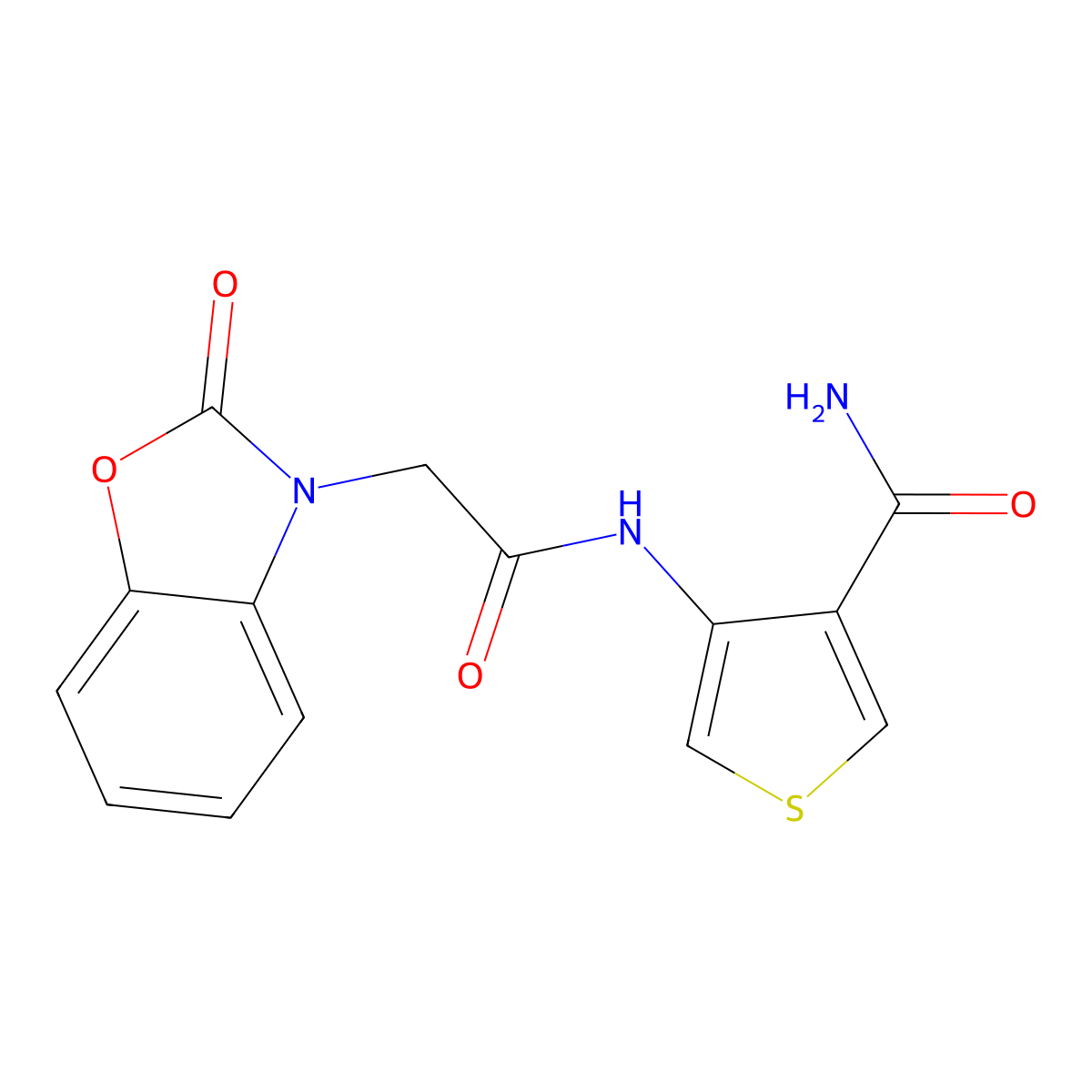 4-[2-(2-Oxo-2,3-dihydro-1,3-benzoxazol-3-yl)acetamido]thiophene-3-carboxamide molecular structure, CAS 2097892-29-8