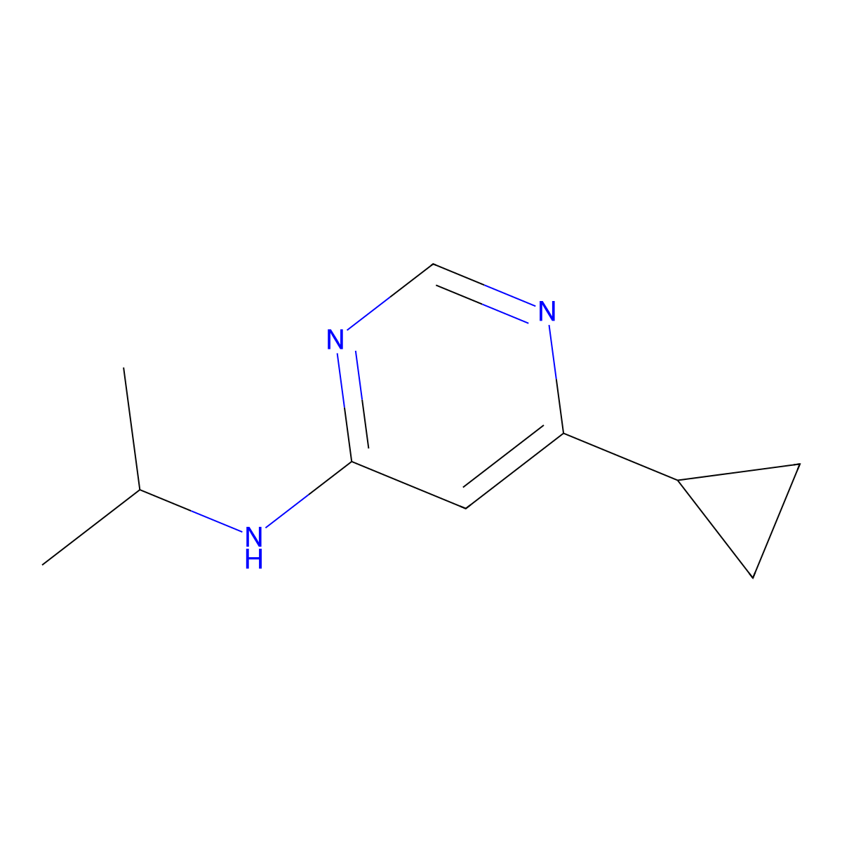 6-cyclopropyl-N-(propan-2-yl)pyrimidin-4-amine molecular structure, CAS 2097892-32-3