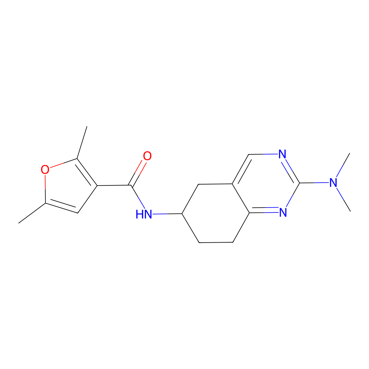 N-[2-(dimethylamino)-5,6,7,8-tetrahydroquinazolin-6-yl]-2,5-dimethylfuran-3-carboxamide molecular structure, CAS 2097892-33-4