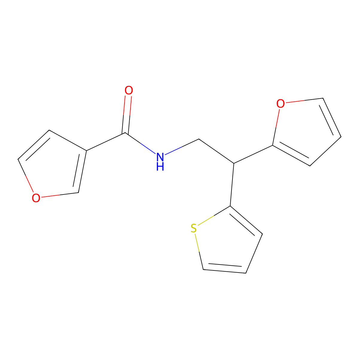 N-[2-(furan-2-yl)-2-(thiophen-2-yl)ethyl]furan-3-carboxamide molecular structure, CAS 2097892-36-7
