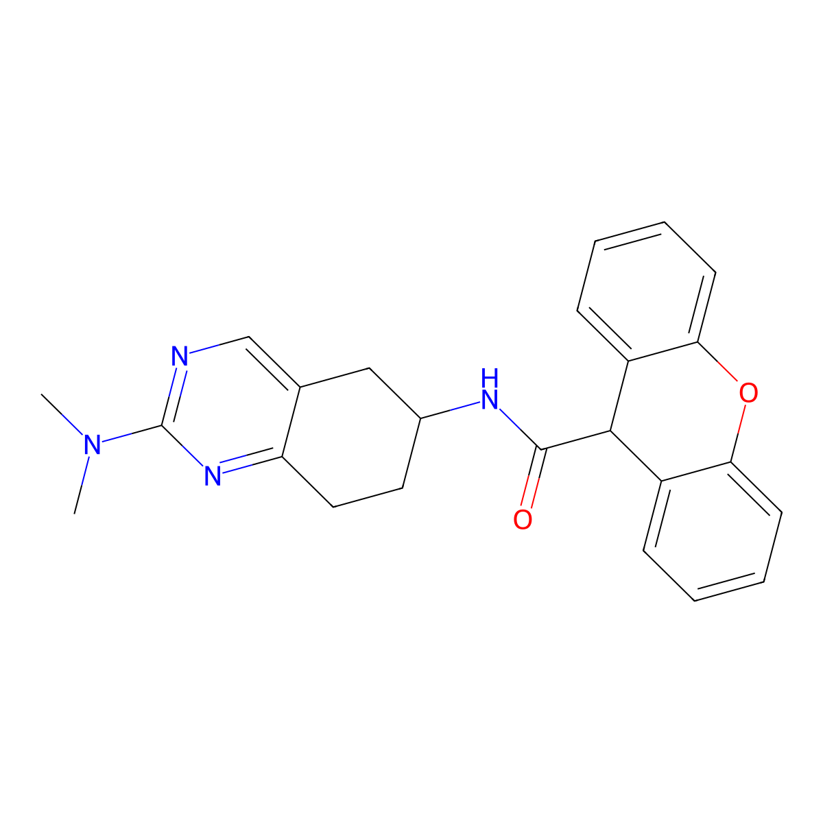 N-[2-(dimethylamino)-5,6,7,8-tetrahydroquinazolin-6-yl]-9H-xanthene-9-carboxamide molecular structure, CAS 2097892-43-6