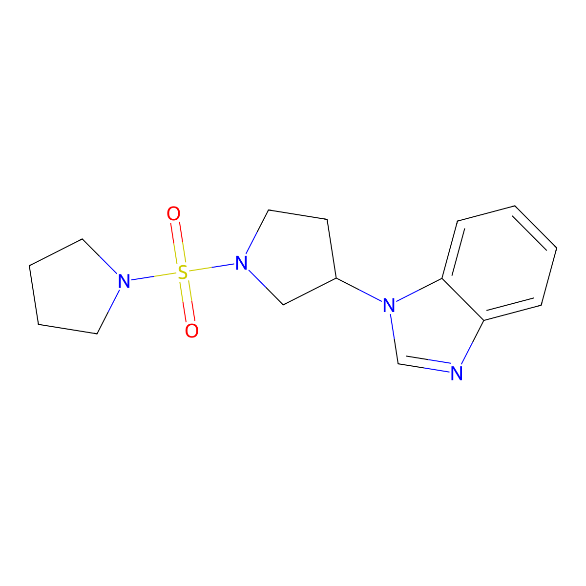 1-[1-(pyrrolidine-1-sulfonyl)pyrrolidin-3-yl]-1H-1,3-benzodiazole molecular structure, CAS 2097892-50-5