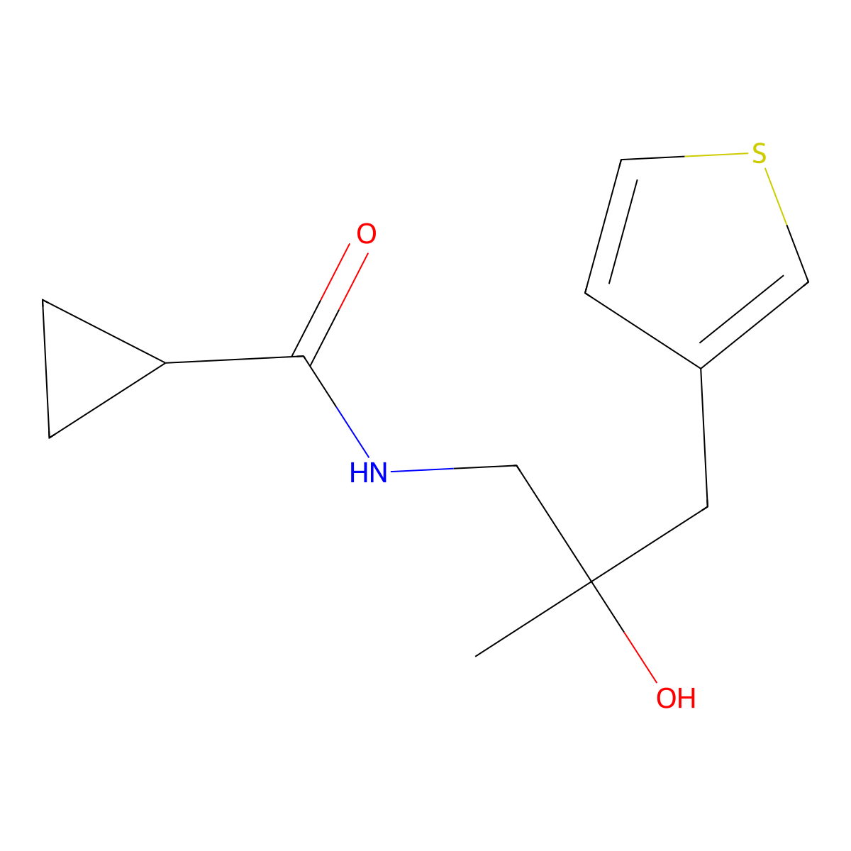N-[2-hydroxy-2-methyl-3-(thiophen-3-yl)propyl]cyclopropanecarboxamide molecular structure, CAS 2097892-51-6