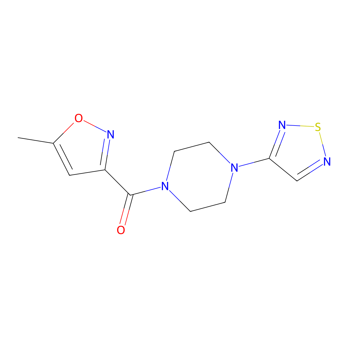 1-(5-Methyl-1,2-oxazole-3-carbonyl)-4-(1,2,5-thiadiazol-3-yl)piperazine molecular structure, CAS 2097892-54-9