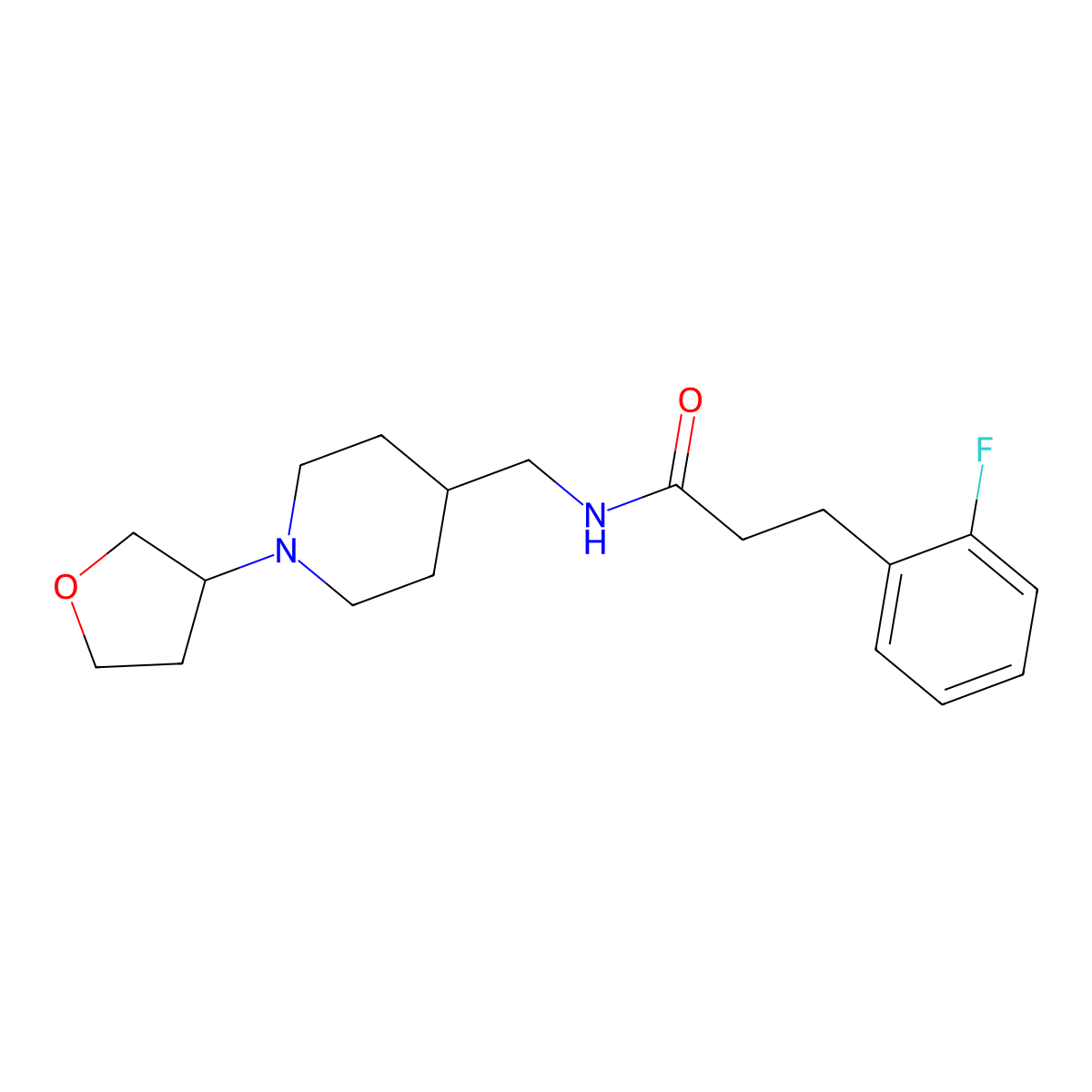 3-(2-fluorophenyl)-N-{[1-(oxolan-3-yl)piperidin-4-yl]methyl}propanamide molecular structure, CAS 2097892-59-4
