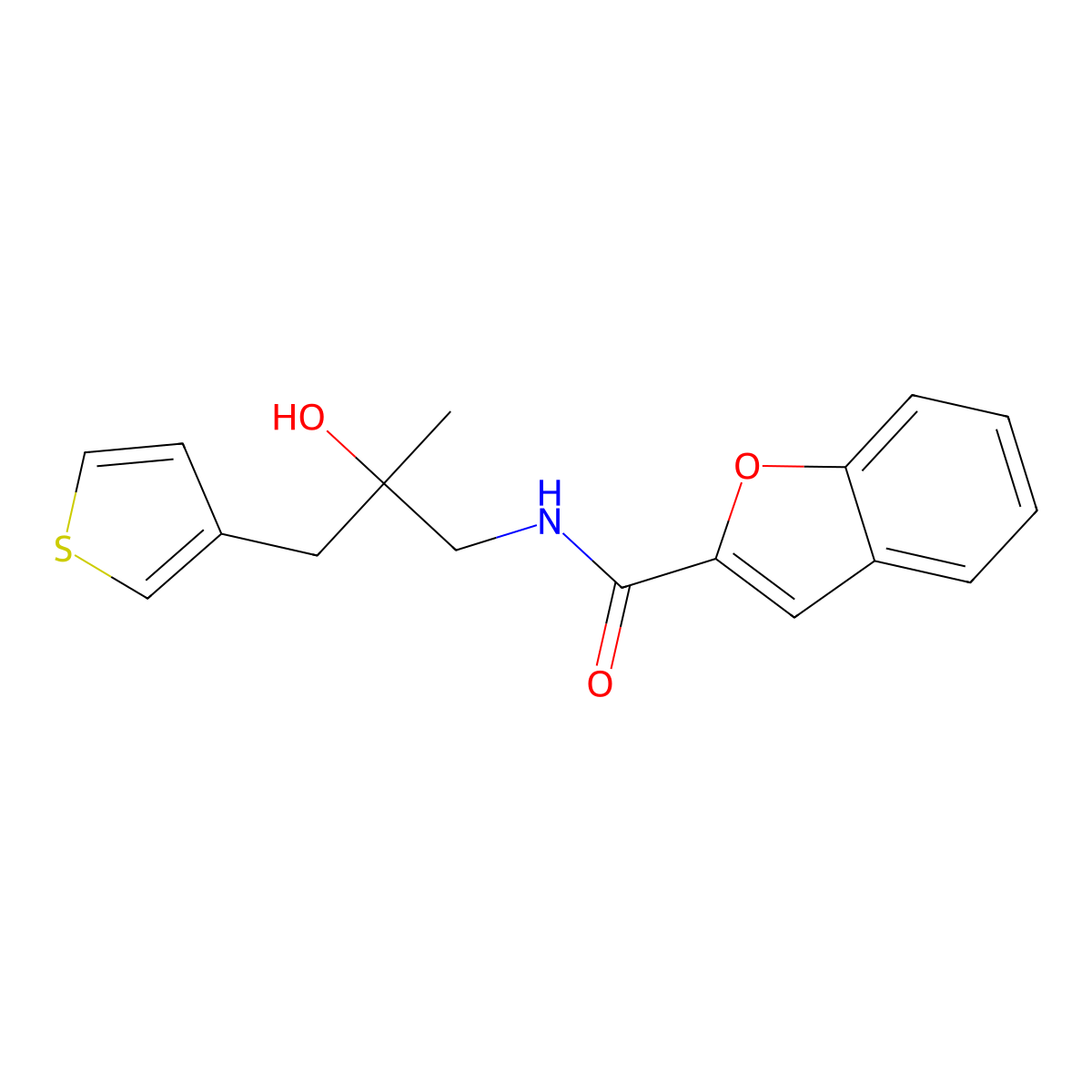 N-[2-hydroxy-2-methyl-3-(thiophen-3-yl)propyl]-1-benzofuran-2-carboxamide molecular structure, CAS 2097892-61-8