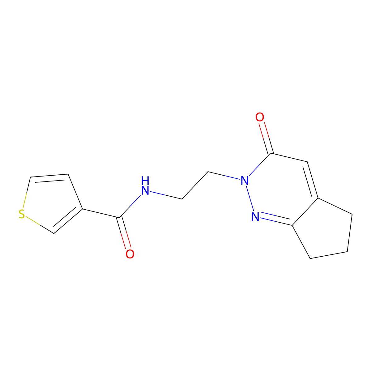 N-(2-(3-oxo-3,5,6,7-tetrahydro-2H-cyclopenta[c]pyridazin-2-yl)ethyl)thiophene-3-carboxamide molecular structure, CAS 2097892-64-1