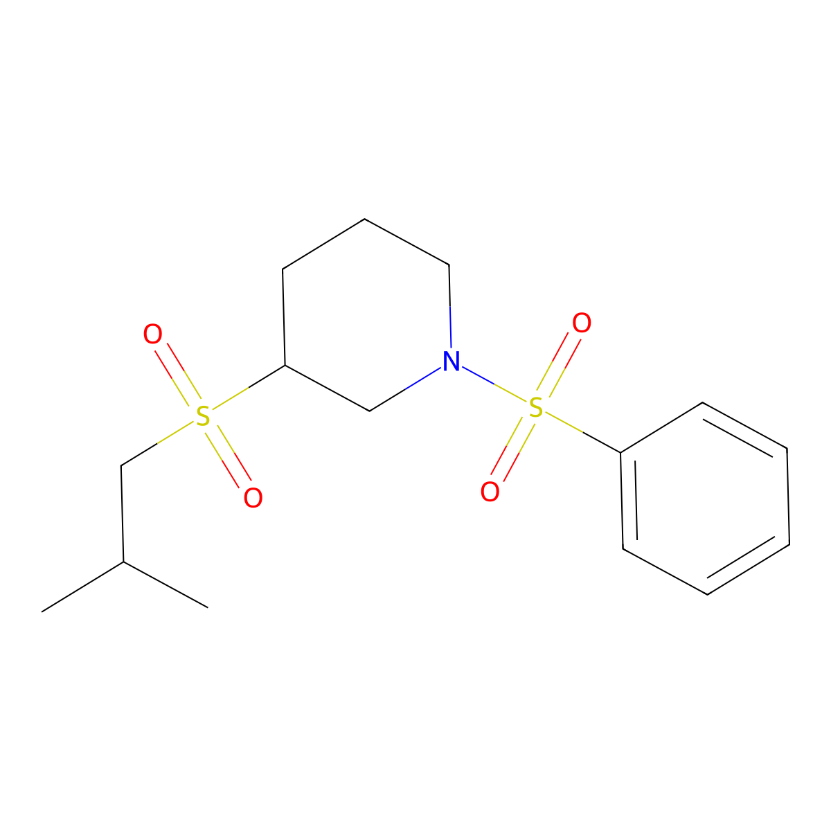1-(Benzenesulfonyl)-3-(2-methylpropanesulfonyl)piperidine molecular structure, CAS 2097892-65-2