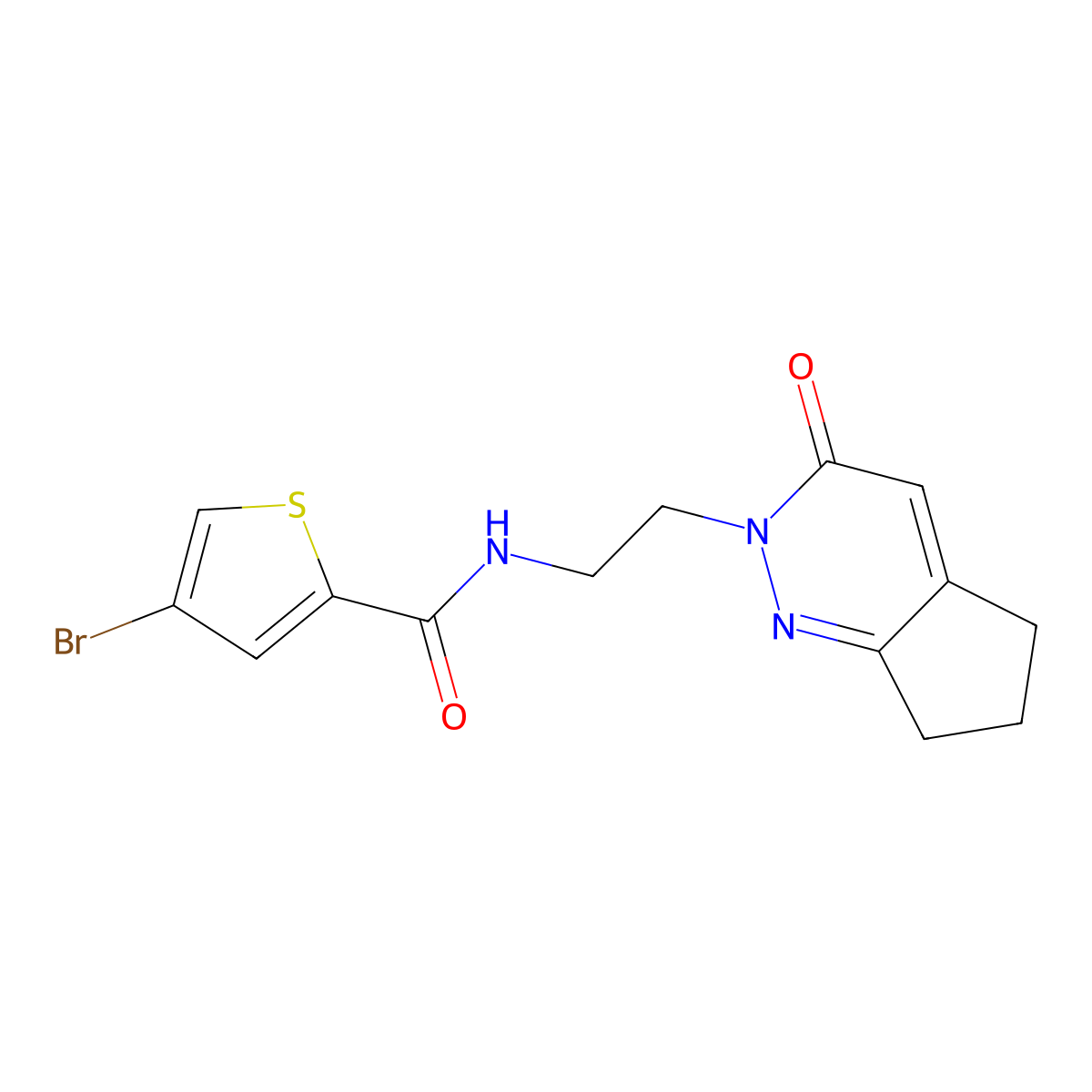4-bromo-N-(2-(3-oxo-3,5,6,7-tetrahydro-2H-cyclopenta[c]pyridazin-2-yl)ethyl)thiophene-2-carboxamide molecular structure, CAS 2097892-69-6