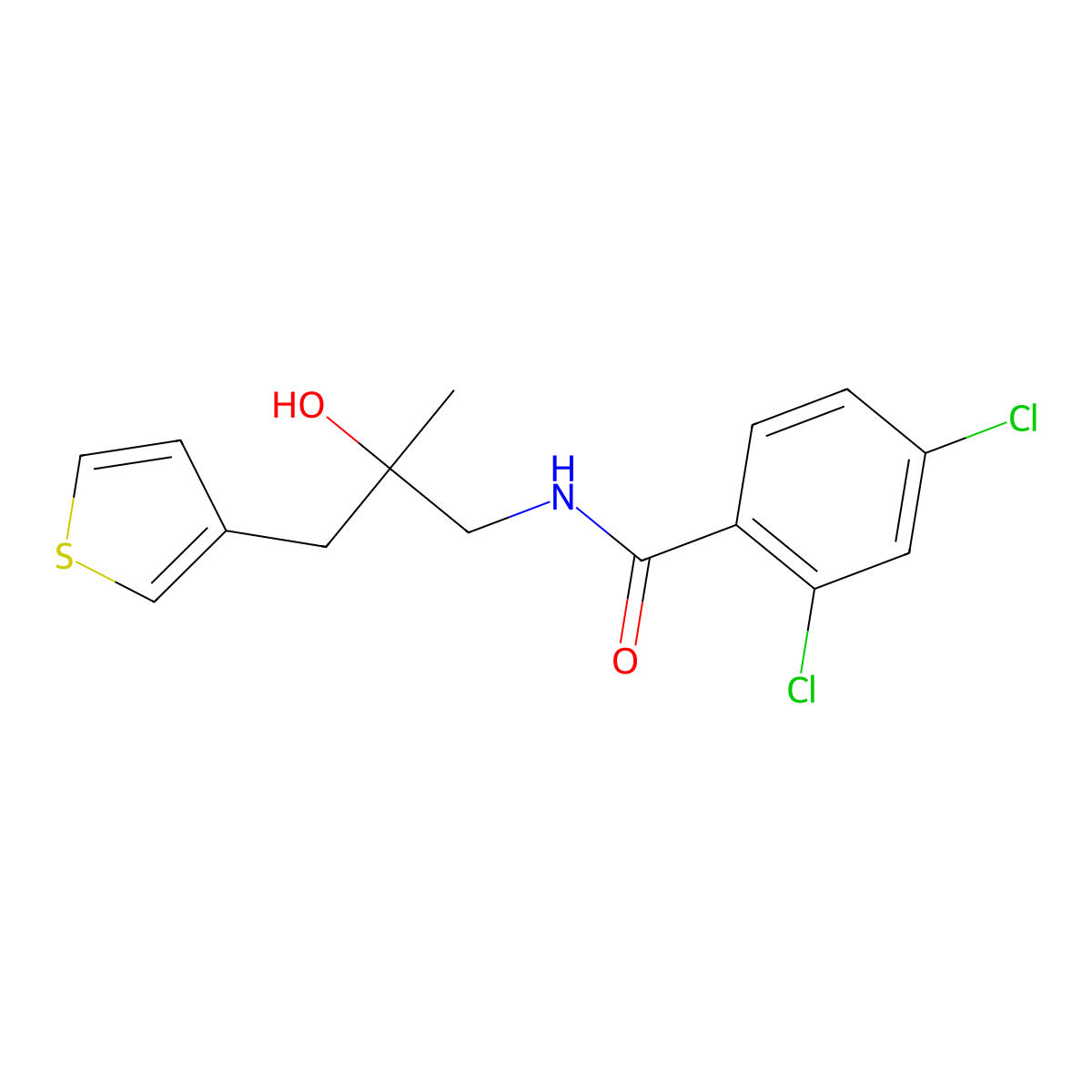 2,4-dichloro-N-{2-hydroxy-2-[(thiophen-3-yl)methyl]propyl}benzamide molecular structure, CAS 2097892-72-1