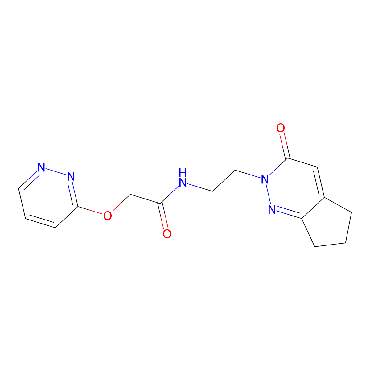 N-(2-(3-oxo-3,5,6,7-tetrahydro-2H-cyclopenta[c]pyridazin-2-yl)ethyl)-2-(pyridazin-3-yloxy)acetamide molecular structure, CAS 2097892-75-4