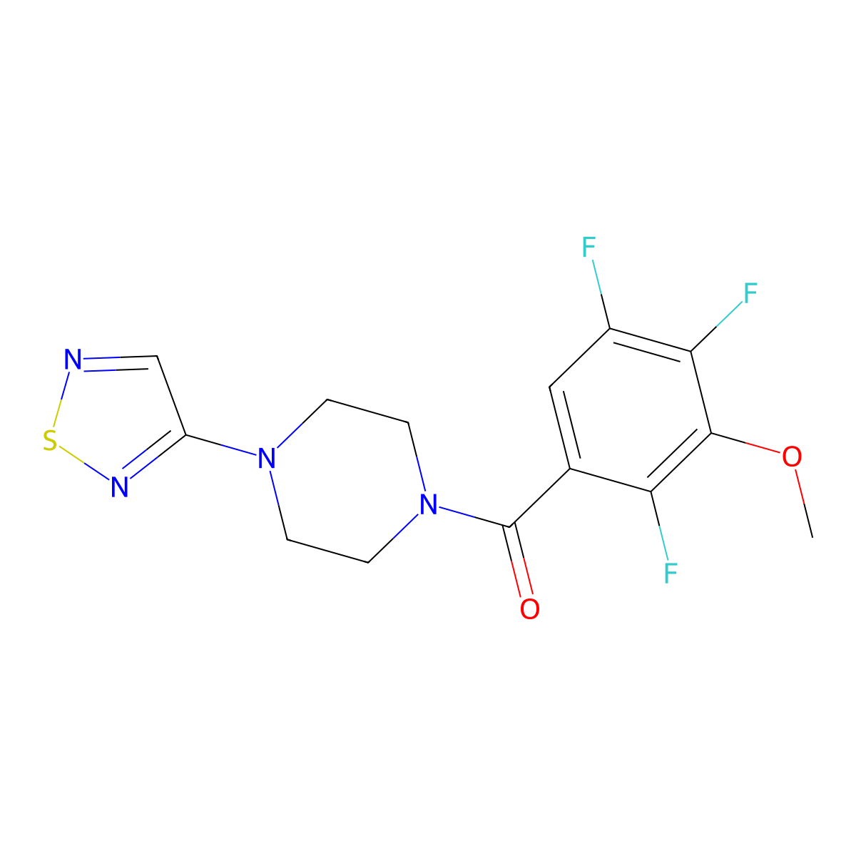 1-(1,2,5-Thiadiazol-3-yl)-4-(2,4,5-trifluoro-3-methoxybenzoyl)piperazine molecular structure, CAS 2097892-79-8