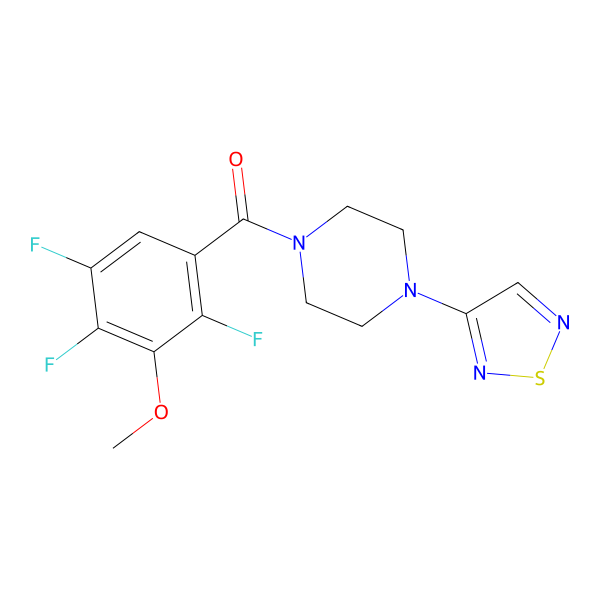 1-(1,2,5-Thiadiazol-3-yl)-4-(2,4,5-trifluoro-3-methoxybenzoyl)piperazine molecular structure, CAS 2097892-79-8
